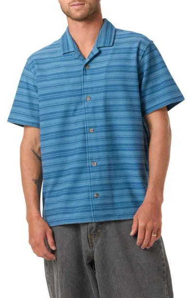 O'neill Country Club Stripe Knit Camp Shirt In Blue