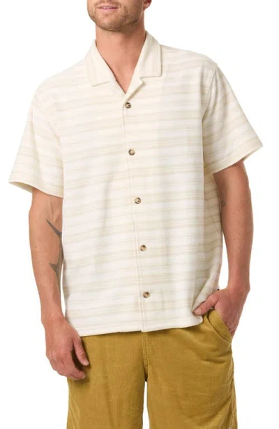 O'neill Country Club Stripe Knit Camp Shirt In White