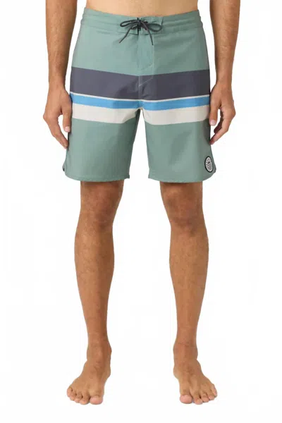 O'neill Cruzer Stripe Scallop Boardshort In Sage In Multi