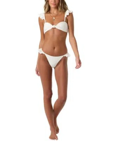 O'neill Oneill Darling Daisy Paradise Bandeau Ruffle Bikini Bottoms In White