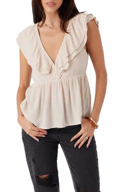 O'neill Deji Ruffle Peplum Top In Cement
