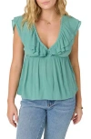 O'neill Deji Ruffle Peplum Top In Oil Blue