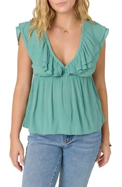 O'neill Deji Ruffle Peplum Top In Oil Blue