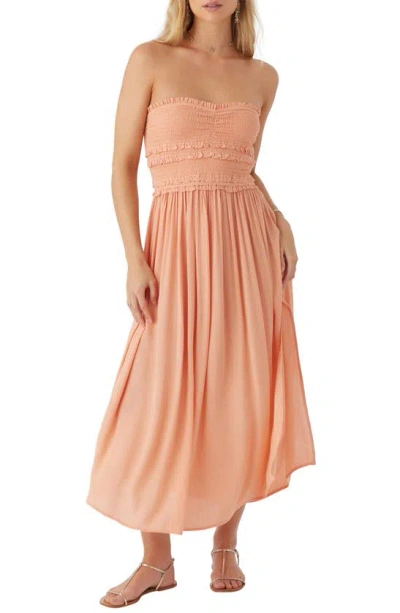 O'neill Devyn Smocked Strapless Midi Dress In Canyon Sunset