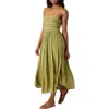 O'neill Devyn Smocked Strapless Midi Dress In Mosstone