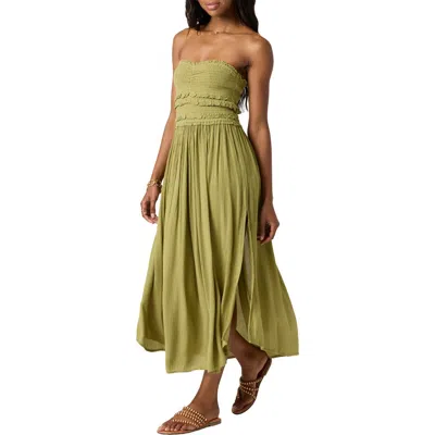 O'neill Devyn Smocked Strapless Midi Dress In Mosstone