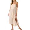 O'neill Devyn Smocked Strapless Midi Dress In Tapioca