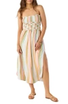 O'neill Devyn Stripe Smocked Strapless Midi Dress In Multi