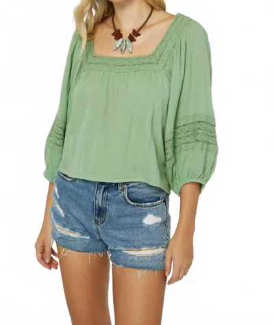 O'neill Doreen Long Sleeve Woven Top In Basil In Green