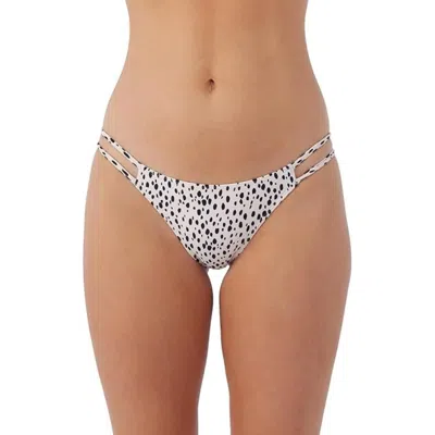 O'neill Drea Animal Cardiff Bottom Women White Black Stretch Swimwear Gbo2523 In Multi