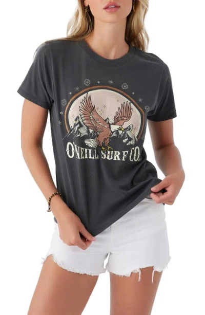 O'neill Eagle Cotton Graphic T-shirt In Washed Black