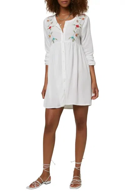 O'neill Edan Embroidered Button Up Mini Dress In White