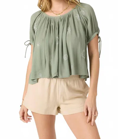 O'neill Estalyn Short Sleeve Top In Sea Spray In Green
