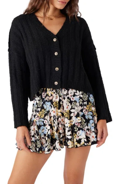 O'neill Ferris Button Front Cardigan In Black