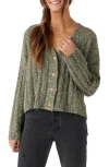 O'neill Juniors' Ferris V-neck Ribbed Cardigan Sweater In Military Green