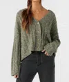O'neill Juniors' Ferris V-neck Ribbed Cardigan Sweater In Green