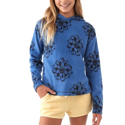 O'neill Kids' Frances Hoodie Girl Blue Floral Fleece Long Sleeve Pullover Gbo223