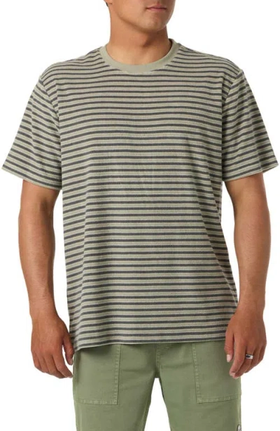 O'neill Frontiers Stripe Terry Cloth T-shirt In Green
