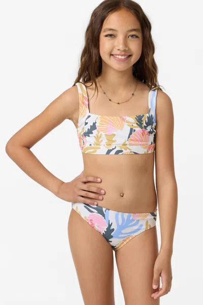 O'neill Girl's Cora Geo Square Neck Swim Set, Size 7, Elastane/polyamide In Multicolor