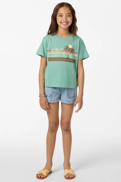 O'neill Girl's Retro Stripe Willa Skimmer T-shirt In Green