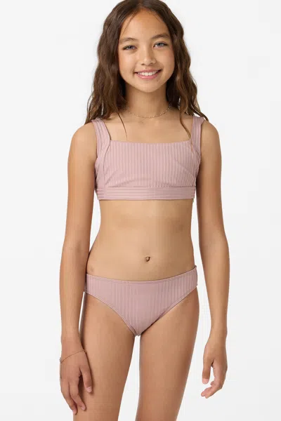 O'neill Girl's Shorebreak Rib Square Neck Swim Set In Purple