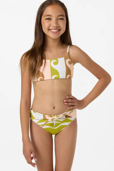 O'neill Girl's Skylar Palm Tie Back Revo Bralette Top Set In Multi
