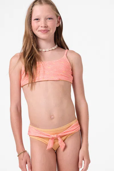 O'neill Girl's Sunshine Revo Tie Back Bralette Set In Fusion Coral
