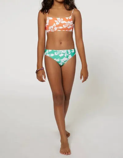 O'neill Kids' Girls Oasis Square Neck Bralette Swim Set In Desert Flower In Multi