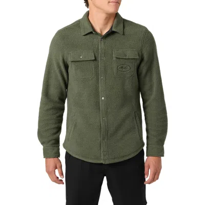 O'neill Glacier Fleece Snap-up Overshirt In Green