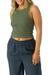 O'neill Goldyn Stripe Crop Tank In Mosstone