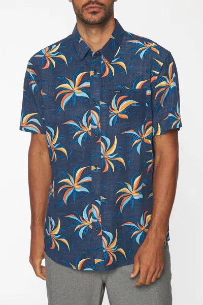 O'neill Grove Flow Short Sleeve Woven Shirt In Navy In Blue