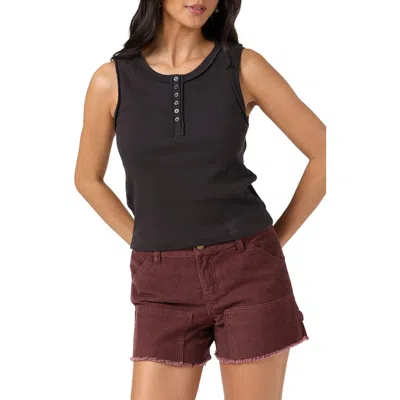 O'neill Hattie Rib Henley Tank In Black