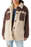 O'neill Juniors' Heath Colorblocked Long-sleeve Sherpa Jacket In Deep Taupe