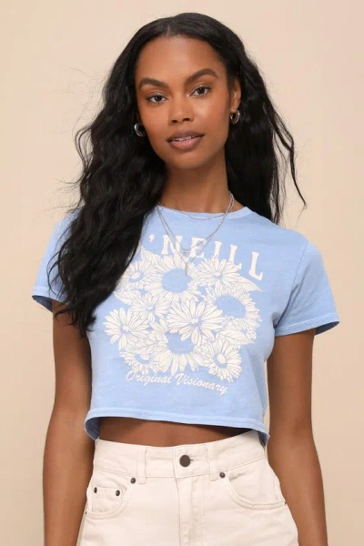 O'neill Heritage Light Blue Cropped Graphic Tee