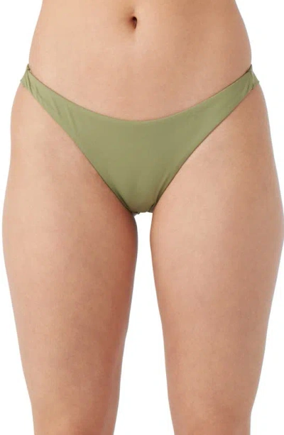 O'neill Hermosa Saltwater Solids Bikini Bottoms In Oil Green