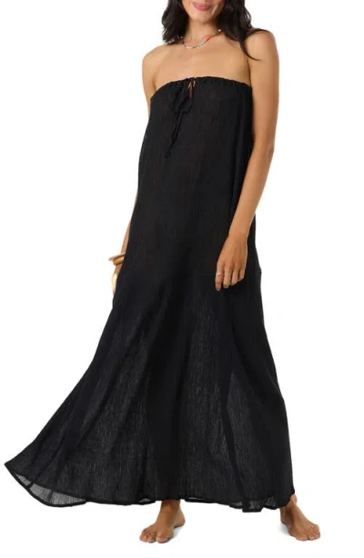 O'neill Janey Strapless Cover-up Maxi Dress In Black