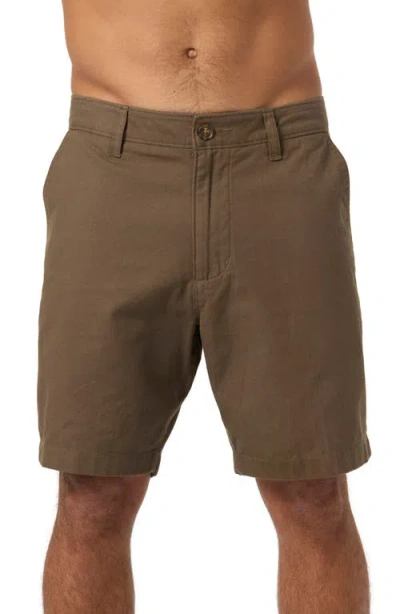 O'neill Jay Flat Front Stretch Cotton Chino Shorts In Brown