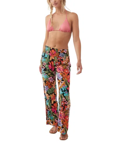 O'neill Johnny Reina Pants Women's Multicolor Floral Smocked Waist Red46