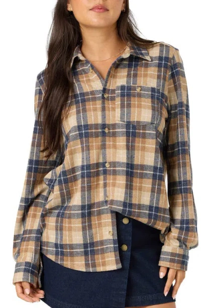 O'neill Jorgina Plaid Long Sleeve Knit Top In Brown