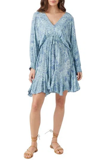 O'neill Joyce Bentia Long Sleeve Minidress In Blue Multi Colored