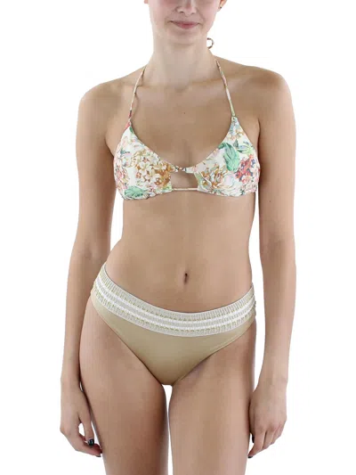 O'neill Juniors Arden Madrid Floral Revo Womens Reversible Slide Bikini Swim Top In Animal Print