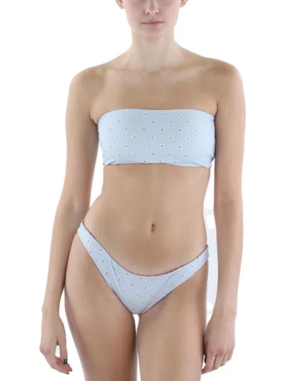 O'neill Juniors Aster Daisy Womens Lace-up Strapless Bikini Swim Top In White