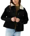 O'neill Juniors' Aubrey Fleece-collar Corduroy Jacket In Black