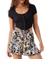 O'neill Juniors' Bennie Camden Floral Print Shorts In Black