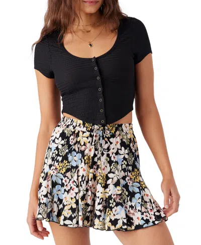 O'neill Juniors' Bennie Camden Floral Print Shorts In Black