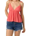 O'neill Juniors' Blanche Woven V-neck Peplum Tank Top