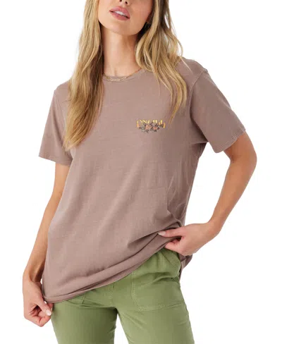 O'neill Juniors' Bones Oversized Fit Cotton T-shirt In Deep Taupe