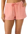O'neill Juniors' Brenda Cotton Gauze Shorts In Canyon Clay