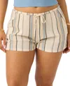 O'neill Juniors' Brenda Cotton Gauze Striped Shorts In Tapioca