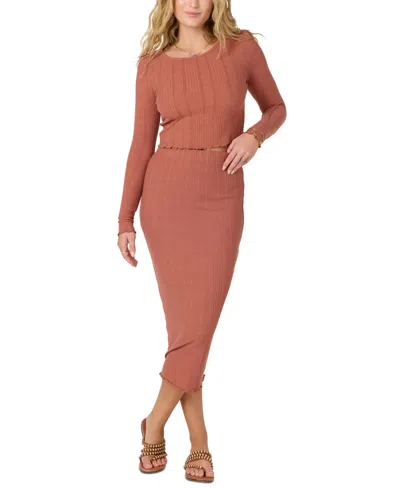 O'NEILL JUNIORS' BRENNAN PULL-ON KNIT MIDI SKIRT